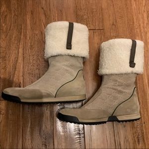Gucci Monogram Shearling Boots